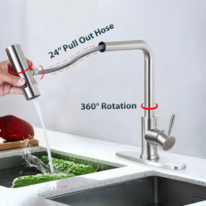 Nouveau robinet de cuisine <span class=keywords><strong>en</strong></span> acier inoxydable au design moderne, pulvérisateur à 3 fonctions avec cascade d'eau chaude et froide, mélangeur d'évier - Product Image 4