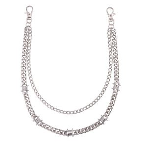 Cadena de pantalón estilo cubano Thorn de acero inoxidable con doble anillo, cadena de cintura Hip Hop para uso diario - Product Image 5