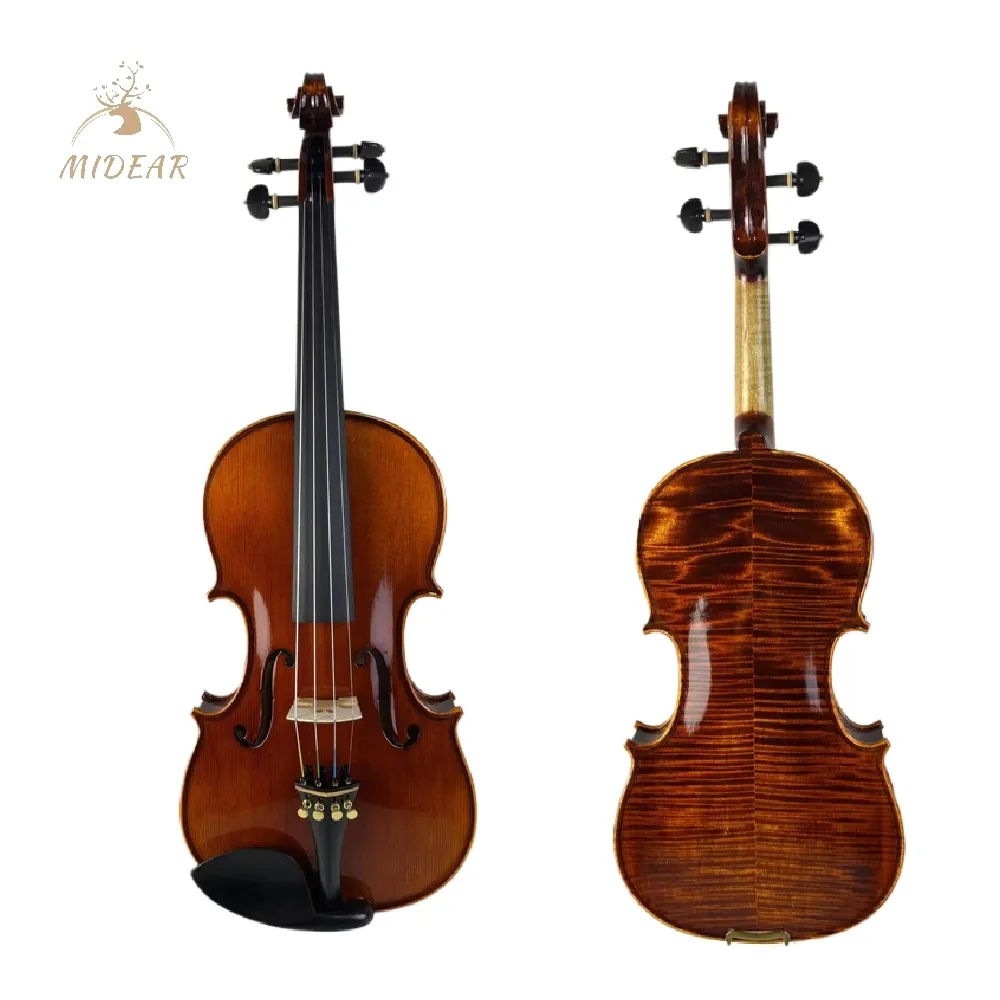 V015 Handmade Solid Wood Violin with Tiger Pattern, Ideal for Academic Use and Excellent Value