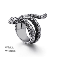 Cincin Unisex Stainless Steel Vintage Grosir, Cincin Jari Kepala Ular Ganda Geometris, Perhiasan Cantik, Hadiah
