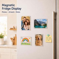 Cadre photo rectangulaire magnétique double face en acrylique transparent découpé sur mesure pour décoration intérieure
