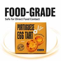 Boîte à tartelettes portugaises jetables, biodégradables, écologiques, 2/4 trous, en papier alimentaire, emballage à emporter pour boulangerie, logo personnalisé
