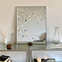 Espejo Decorativo de Pared con Diseño de Telaraña, Hecho a Mano en Aluminio, Estilo Art Deco, Impresión Abstracta de Puntos, Espejo Reflectante Decorativo para el Hogar