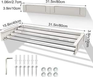Tendedero de Ropa Plegable Vertical de Metal para Exteriores, Colgador de Pared para Almacenamiento, Diseños que Ahorran Espacio para Guardar Ropa de Niños - Product Image 2