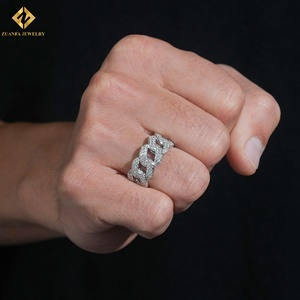 New Design Fashion S925 Sterling Silver Hip Hop Band Ring for Men White Gold Plated VVS1 Moissanite Band Ring - Product Image 6