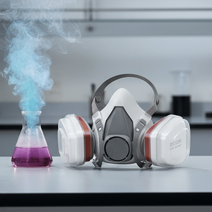 Masker <span class=keywords><strong>Gas</strong></span> Respirator Setengah Wajah yang Dapat Digunakan Kembali dengan Dua Filter, 3 Lapis, Resistensi Pernapasan Rendah & Katup Pernapasan - Product Image 3