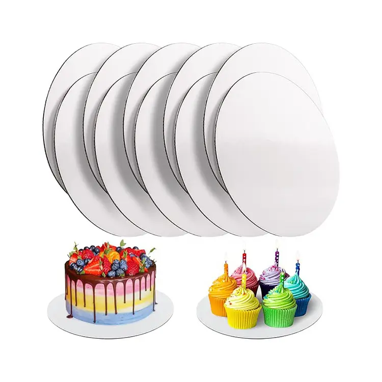 केक मिठाई के लिए सफेद 10 इंच गोल खाद्य-ग्रेडेड कार्डबोर्ड केक बेस वाटरप्रूफ ऑयल-प्रूफ केक बोर्ड