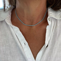 Collier ras-de-cou tennis de haute qualité pour femme, micro-pavé de zircon cubique 5A et turquoise, idéal comme cadeau