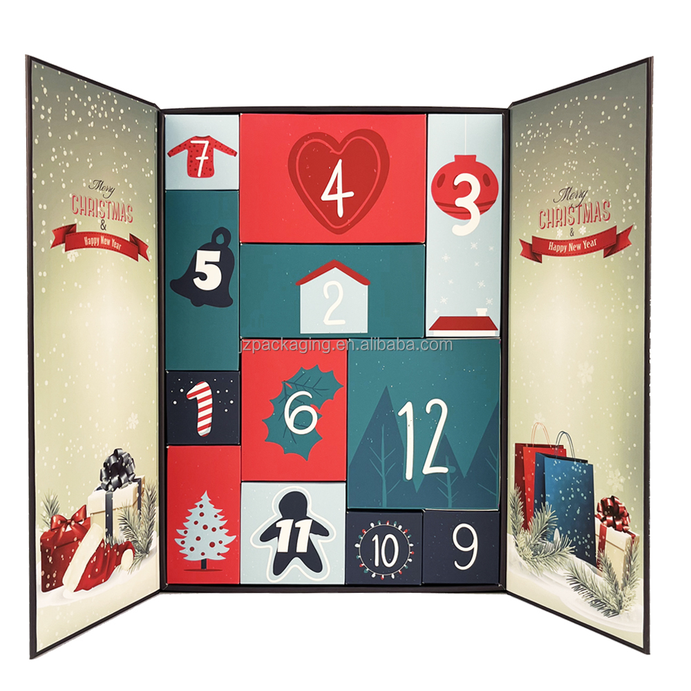 2024 Luxury Cosmetic Advent Calendar Box With Matt Lamination Recyclable Paperboard Customizable Size & Double Door Design