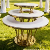Table à gâteau de mariage en acier inoxydable de style minimaliste chinois, support à desserts pour location de mariage, pour la mariée et le marié