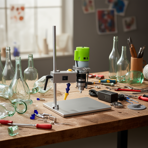 Cortador de botellas eléctrico cuadrado de 7 velocidades para botellas de vino de vidrio, kit de bricolaje - Product Image 2