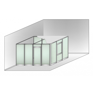 Italfrom Modular 3-Sided Aluminum and <b>Satin</b> Glass <b>Box</b> 4x3 M Brown RAL 8017 with <b>Cover</b> for Office Partitions - Product Image 1