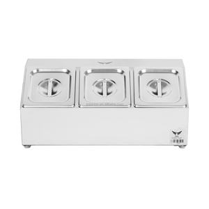 Boîte à condiments en acier inoxydable à 3 compartiments, plateau de rangement pour épices à trois grilles pour la cuisine et la restauration - Product Image 1