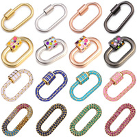 Pendentif décoratif ovale en zircone plaqué cuivre avec fermoir à vis pour vêtements, sacs, porte-clés, breloques de téléphone, bijoux, colliers et bracelets