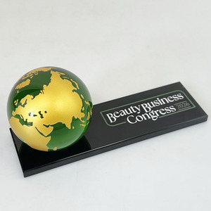 Personalizar oro plata cobre palabra Mapa Verde cristal globo con Base negra cristal tierra escultura bola - Product Image 3