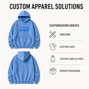 MR Winston <b>Blue</b> Embossed Letter Pullover <b>Hoodie</b> <b>for</b> <b>Women</b> Structured Hooded Sweatshirt - Product Image 2