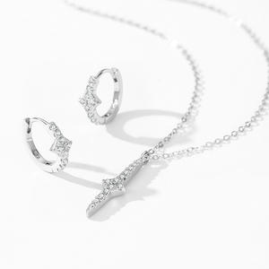 OAHLAN Atacado Luxo Lady S925 Sterling <span class=keywords><strong>Silver</strong></span> Sparkling Zircon Colar Brincos <span class=keywords><strong>Set</strong></span> para Mulheres Fine <span class=keywords><strong>Jewelry</strong></span> <span class=keywords><strong>Set</strong></span> - Product Image 4