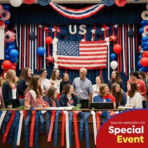 6 pièces/paquet Guirlandes en papier crépon pour décorations américaines, décorations de fête américaines, 4 juillet, décoration de classe, accessoire de photomaton - Product Image 5