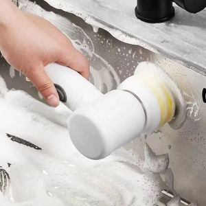 Cordless Rotary Scrubber with 5 Replaceable <b>Brush</b> Heads Rechargeable Bathroom and Kitchen Tile Cleaning <b>Brush</b> - Product Image 4