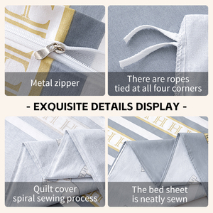 Vente en gros de draps de <span class=keywords><strong>lit</strong></span> personnalisés en coton 100% - Ensemble de literie 4 pièces - Housse de couette - Taille King Size - Taille Queen Size - Taille Full - Super doux - Luxe - Product Image 2