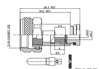 Connecteur mâle UHF LWMC à pince pour câble LIR240 et 5mn, VSWR 1.2 max.