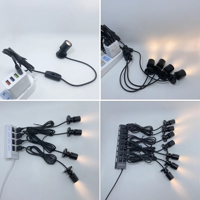 USB DC5V маленький Точечный светильник ювелирный витрина винный шкаф комплект освещения 1 Вт 3 Вт Регулируемый мини светодиодный прожектор