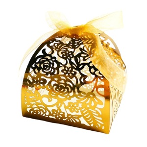 Cajas de dulces de papel elegantes para baby shower, con logo impreso personalizado y cajas de regalo cortadas con láser, recuerdos de boda. - Product Image 5