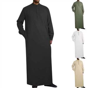 Túnica Casual Abaya para <span class=keywords><strong>Hombre</strong></span> Musulmán 2025, de Manga Larga y Color Sólido, Vestido Islámico Tipo Camisa, Ropa Árabe Dubái Maxi para <span class=keywords><strong>Hombre</strong></span> - Product Image 1