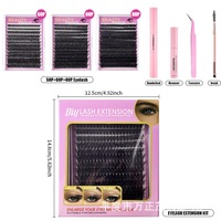 Kit de faux cils semi-artisanaux Duomao avec tige en coton noir, colle double embout, grande capacité, effet 3D stéréo, emballage coffret cadeau