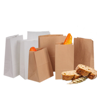 Sac de courses en papier kraft à fond carré, personnalisable avec logo imprimable, résistant à l'huile, pour pâtisserie, emballage à emporter et rangement
