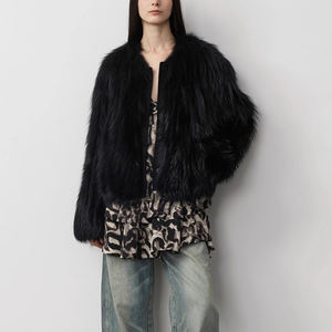 <strong>Lady</strong> Girl's Winter Fox Fur <strong>Coat</strong> Easy Casual Light Airy Artistic Vertical <strong>Car</strong> Strip Thick Lining Silk Breathable Trench - Product Image 1