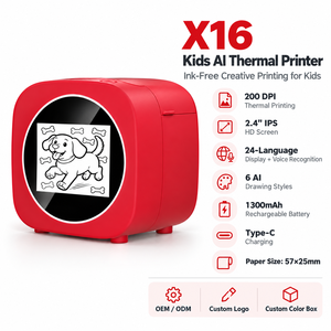 Tintenloser Thermischer KI-Kinderdrucker mit Sprachdialog, 2,4 Zoll IPS-Bildschirm, Sofortige Zeichenmaschine, 200 DPI, Tragbarer Aufkleber-Drucker für Kinder - Product Image 1