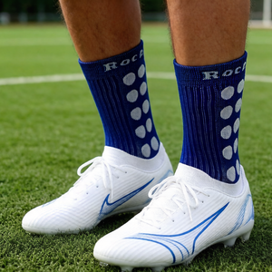 Custom Knitted Crew Grip Eco-Friendly Soccer Football Sport <b>Socks</b> for Adults Youth Solid Design Autumn ODM Bottom - Product Image 4
