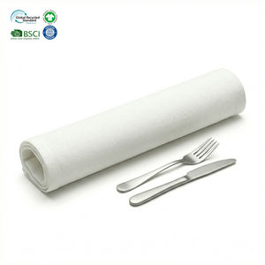 Hotel Grade White 18x18 Inch Hemmed <b>Edge</b> Waterproof Eco-Friendly Customizable Sizes Restaurant Napkins Polyester Cotton Washable - Product Image 1