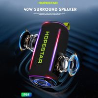 Enceinte portable sans fil HOPESTAR P64 40W grande puissance pour extérieur, avec subwoofer Bluetooth 5.4 et éclairage RGB
