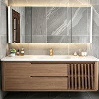 Ensembles de meubles-lavabos de salle de bain en bois de luxe avec vasque intégrée et meuble sous-vasque pour projets hôteliers, usine OEM ODM