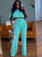 Ensemble deux pièces amélioré pour femme : haut coloré tendance et pantalon décontracté à jambes larges