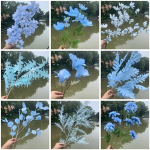 Nouvelles <span class=keywords><strong>fleurs</strong></span> artificielles en soie bleu brume 2022 pour mariage, arrangement floral de plafond sur le thème du ciel étoilé rêveur - Product Image 1