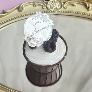 Acrylic Happy Birthday Anniversary <b>Cake</b> Toppers With Floral Design For Cupcake <b>Decorations</b> Party <b>Supplies</b> - Product Image 3