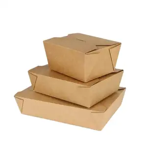 Custom Printed Food Grade Kraft Paper Boxes Disposable Takeaway Boxes for Fried Chicken Salad
