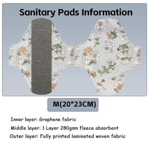 Serviette hygiénique féminine réutilisable écologique 20*23cm, lavable, imperméable, en tissu de coton graphène, pour femmes - Product Image 2