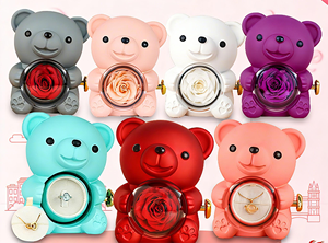 Collana a Forma di Orsacchiotto con <span class=keywords><strong>Anello</strong></span> Portarosa Eterno in Cupola Acrilica, Scatola Portagioie Rotante, Regalo Creativo per la Festa della Mamma - Product Image 5