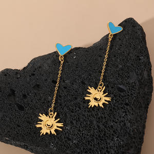 Pendientes de Botón con Borla y Diseño de Goteo de Aceite, Estilo Europeo Americano, Nueva Moda, Chapados en Oro de 14K, Venta Directa de Fábrica, Regalo - Product Image 4