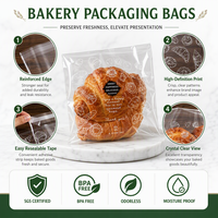 Sacs de boulangerie transparents OPP auto-adhésifs en BOPP pour pain, bagels, beignets, pâtisseries, gâteaux faits maison, produits de boulangerie-café