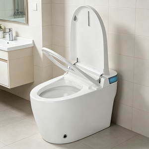 Bidet intelligent moderne allongé sans réservoir avec télécommande, ouverture/fermeture automatique, chasse d'eau automatique, affichage numérique et lumière d'ambiance - Product Image 3