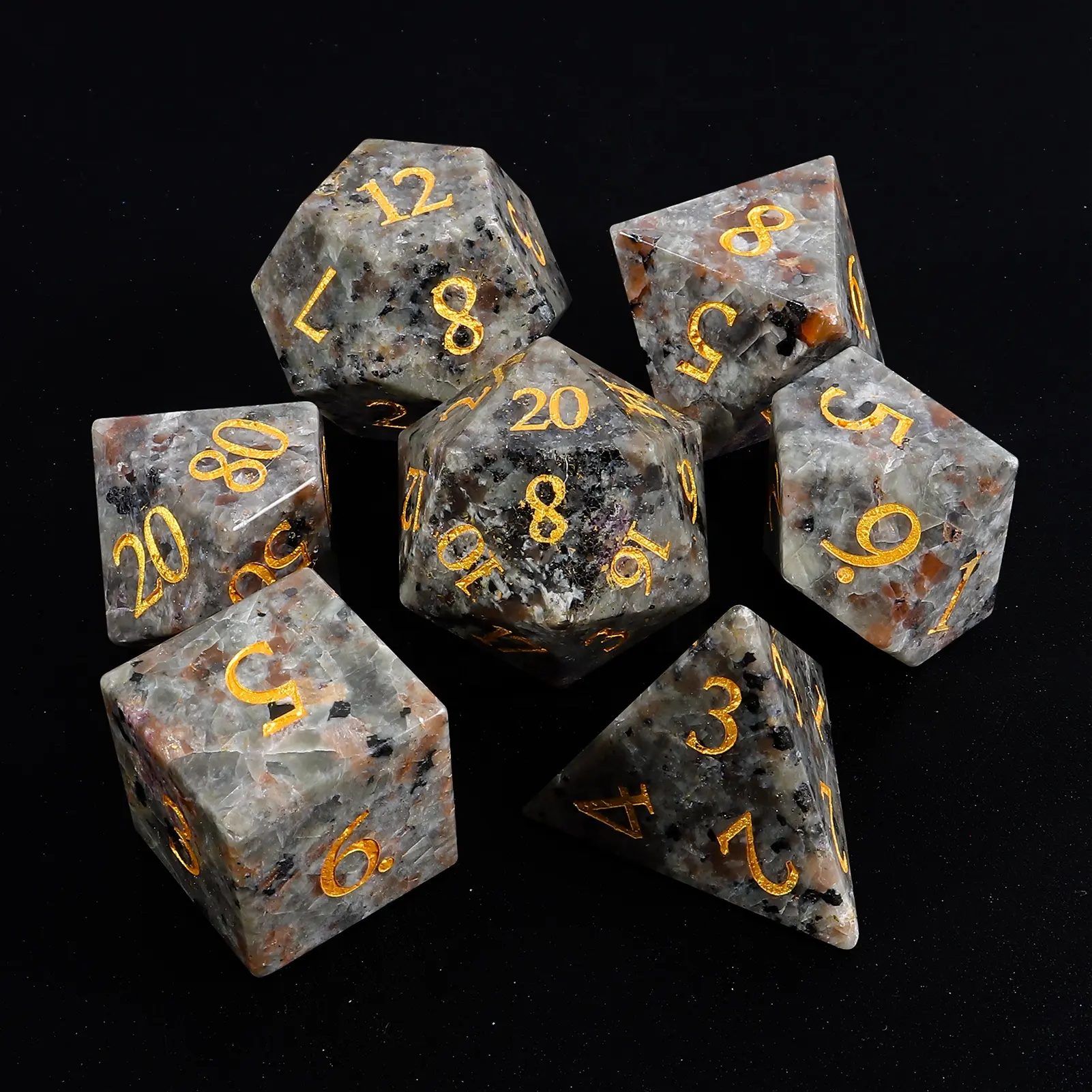 Dados de piedra de llama hechos a mano, juego de dados DND, borde afilado, Gema de piedra Natural, dados de dragón para mazmorras y dragones, juegos de rol