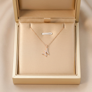 Proveedor de Hong Kong, Collar con Colgante de Letra W de la Serie del Alfabeto, Oro Rosa de 18K, Diamante Natural Real, Regalo para Mujer, Uso Diario - Product Image 6