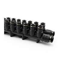 2 Inlet 20 Outlet Distributor Udara Plastik Fitting Penyegel Otomatis Multi-Port Air Splitter Katup Distribusi Pneumatik