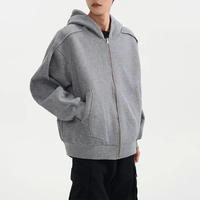 Veste d'hiver réversible à capuche zippée 100 % coton épais pour homme, coupe ample, style streetwear, design vierge à imprimer