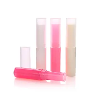 Individueller 4 g Lippenbalsambehälter gelb weiß rosa lila grün zylinderhalter aus PP Kunststoff Drückrohr leere Kosmetikverpackungsdeckel